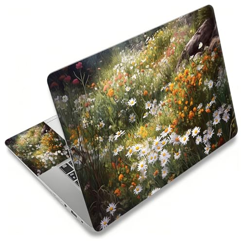 Laptop Skin Sticker Decal, Universal Reusable Vinyl Laptop Cover for 12" 13" 13.3" 14" 15" 15.4" 15.6" Notebook PC, Reusable Waterproof Scratch-Resistant with 2 Wrist Pads,Art Wildflower - color: Art Wildflower