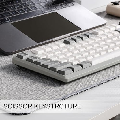 Redragon BK7114 Low-Profile Wireless Computer Keyboard, 98 Keys Slim Office PC Scissors Mechanism Keyboard w/ 2.4G BT Wireless Connection, Tactile Quiet Keystroke, Mixed Color Keycaps