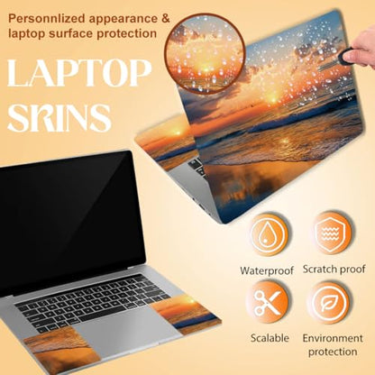 SUPERDANT Laptop Skin Sticker Laptop Decals Sunrise Beach Personalized Universal Notebook Computer Wrap Vinyl Skin Stickers Cover Art Decal Removable 12-15.6 Inch Waterproof Scratch-Resistant Gifts - style: Sunrise Sea