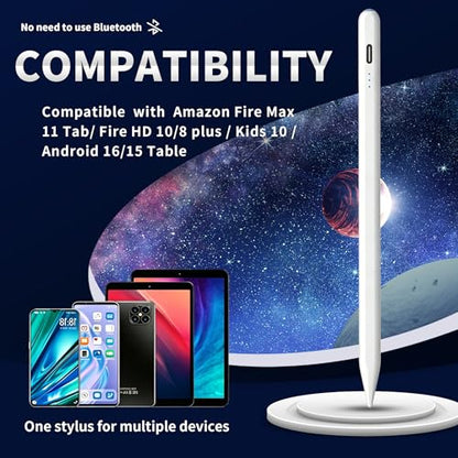Stylus Pen Android for AMZ Tablet HD 10/Max 11 Compatible with Samsung/Lenovo,Accurate， Push-Button Switch On/Off,Long Battery Life+2Tips(NW White) - color: NW White
