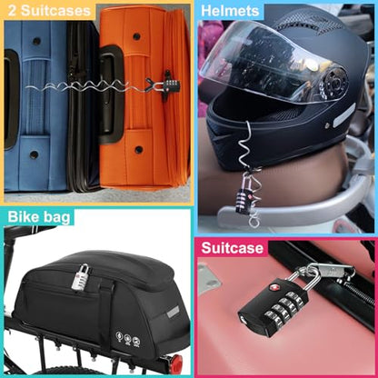 ZHEGE Luggage Lock, TSA Approved Travel Lock, 30In Flexible Cable (Black) | 4 Digit Combination Padlock for Suitcase, Backpack, Cabinet, Drawer - color: Black1-Cable, size: 4 Digit Padlock