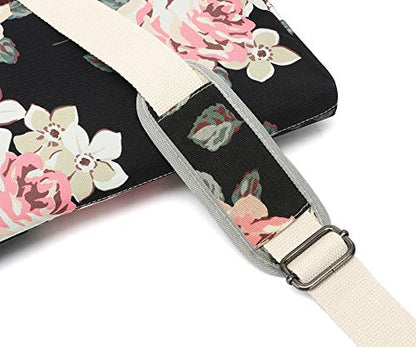 15 inch White Rose Water Resistant Laptop Shoulder Messenger Bag Sleeve Case for MacBook Pro 16 inch and 15 inch-15.6 inch laptop - color: ‎white Rose