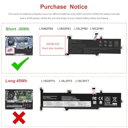 ASUNCELL L16M2PB1 L16C2PB1 L16L2PB1 L16L2PB2 L16L2PB3 L16M2PB2 L16M2PB3 L16S2PB1 Laptop Battery for Lenovo IdeaPad 330 320 320-14AST 320-14IAP 320-14IKB 320-14ISK 320-15ABR 320-15AST 320-15IA 30WH - color: L16M2PB1