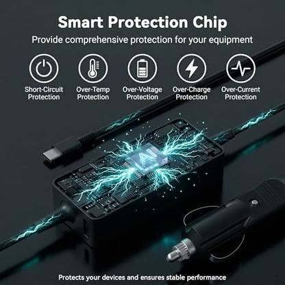 100W Laptop Car Charger USB-C for Dell/Lenovo/LG/HP/Samsung/MacBook Pro/Air | For Latitude/XPS/Precision,ThinkPad/Yoga,Spectre/Elitebook,Chromebook,Galaxy,Car Charger USB C For Computer - color: Black1