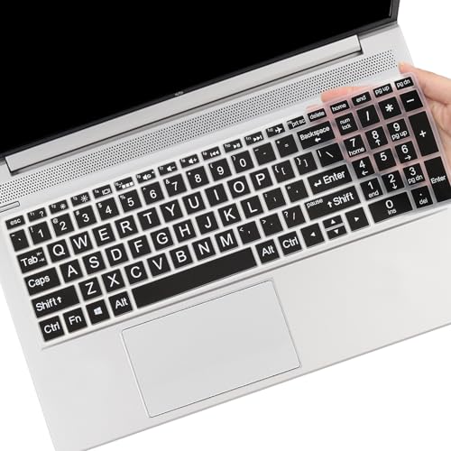 Large Letters Keyboard Cover for 15.6 HP Laptop 15-dw 15-dy 15-ef 15-da/db/bs 15-dy5033dx 15-dy2702dx 15-dy2073dx 15-dw0083wm 15-ef2126wm 15-da0033wm, Envy x360 15m-dr/ds 17-bs/bw, Pavilion 15-cs/cc - color: Black(Large Letters)