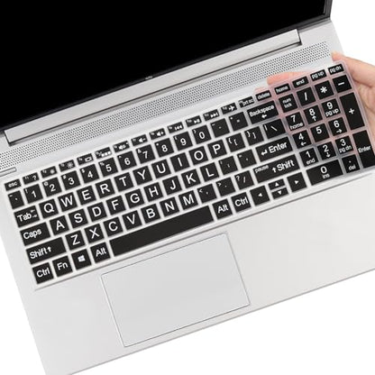 Large Letters Keyboard Cover for 15.6 HP Laptop 15-dw 15-dy 15-ef 15-da/db/bs 15-dy5033dx 15-dy2702dx 15-dy2073dx 15-dw0083wm 15-ef2126wm 15-da0033wm, Envy x360 15m-dr/ds 17-bs/bw, Pavilion 15-cs/cc - color: Black(Large Letters)