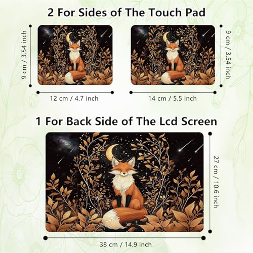Laptop Skin Sticker Decal, Universal Reusable Vinyl Laptop Cover for 12" 13" 13.3" 14" 15" 15.4" 15.6" Notebook PC, Waterproof Scratch-Resistant with 2 Wrist Pads, Easy to Apply & Remove,Cute Fox - color: Cute Fox