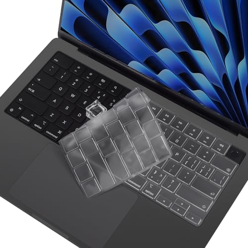 CaseBuy Premium MacBook Air 13 M4 Keyboard Cover for MacBook Air 13.6 inch | with M5 M4 M3 Chip A3449 A3240 A3113 2026 2025, TPU Protector Skin, Anti Dust & Spills (Not Fit Air 13 M1 A2179 A2337),Clear - size: MacBook Air 13.6"(2022-2026)