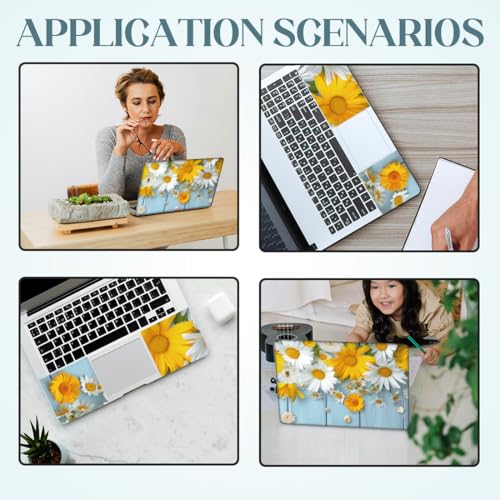 SUPERDANT Laptop Skin Sticker Daisy Flower Laptop Decals Personalized Universal Notebook Computer Wrap Vinyl Skin Stickers Cover Art Decal Removable 12-15.6 Inch Waterproof Scratch-Resistant Gifts - style: Chrysanthemum