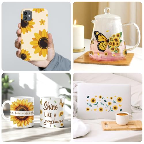 UV DTF Cup Wraps Transfer Stickers Christian Sunflowers and Butterflies, 10 Sheets Waterproof Custom Vinyl Transfer Sticker 16oz Coffee Glass Cup Tumbler Bottle Mug Decals for Men Women | Waterproof UV DTF Stickers, Custom Vinyl Decals for 16oz Coffee Cup