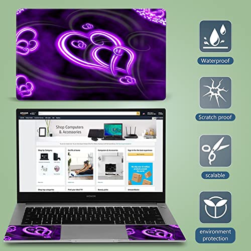 Purple Hearts Fashion 11.6 12.1 13 13.3 14 15 15.4 15.6 inches Netbook Laptop Skin Sticker Cover Reusable Protector for 11.6-15.6 Inch Chromebook Skin - color: YNEK-136