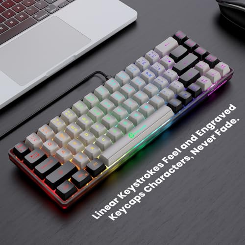 GEODMAER 65% Gaming Keyboard, Wired Backlit Mini Keyboard, Ultra-Compact Anti-Ghosting No-Conflict 68 Keys Membrane Gaming Wired Keyboard for PC Laptop Windows Gamer - color: Grey-Black