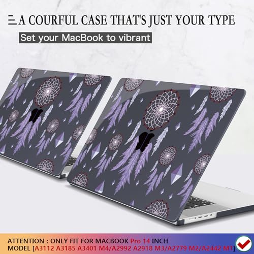 CISSOOK Compatible with MacBook Pro 14 inch 2025-2021 Release M5 M4 M3 M2 M1 Chip A3434 A3112 A3185 A3401 A2918 A2992 A2779 A2442, Hard Shell Case with Keyboard Cover&Screen Protector, Dream Catcher - color: 14inch-Dream Catcher