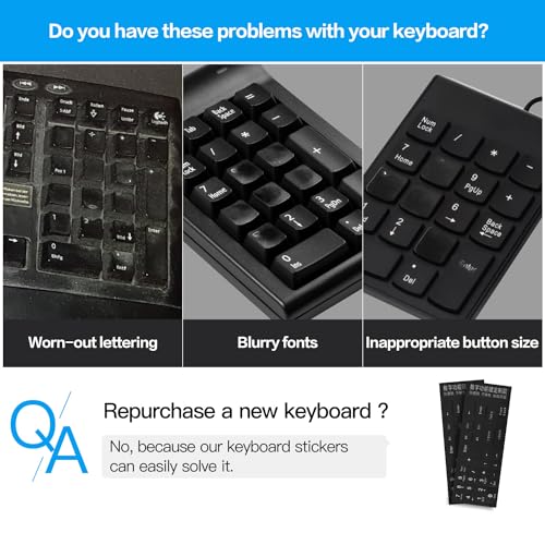 2PCS Keyboard Number Stickers, Keyboard Number Pad Replacement Stickers Universal for Wireless Numeric Pad Numpad Keypad, Laptop, Desktop, Computer, Keyboard Numbers Sticker -Matte - color: Numbers