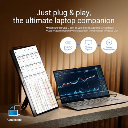 ASUS ZenScreen MB169CK 15.6 Inch 1080p Portable Monito | Dual USB-C, 360 Kickstand, Anti-Glare IPS, Plug and Play, Laptop Screen Extender, Travel Display for MacBook and PC - style: 16" Dual USB-C Mini HDMI