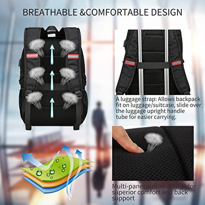 17.3 inch Laptop Backpack,Large Backpack Computer Bookbag Rucksack with USB Charging Port,Water Resistant Sturdy Backpack for Business College School Travel,Men Women Casual Daypack,Black - color: Black