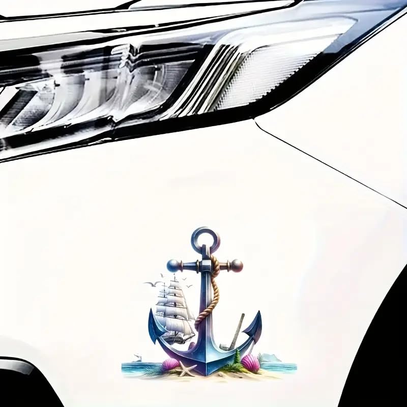 Nautical Anchor PVC Vinyl Car Decals Stickers Waterproof Self-Adhesive Decals for Cars, Laptops, Trucks, Motorcycles Wall Window Luggage Scratch Cover Door Decor Sticker