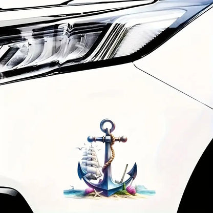 Nautical Anchor PVC Vinyl Car Decals Stickers Waterproof Self-Adhesive Decals for Cars, Laptops, Trucks, Motorcycles Wall Window Luggage Scratch Cover Door Decor Sticker