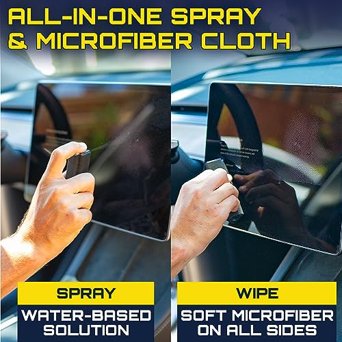 Car Screen Cleaner Spray And Wipe, 2-in-1 Spray and Microfiber Cloth Touch Screen Cleaner For Car Display, Cell Phone, Laptop, IPad, IPhone, Macbook Air, Computer (Black) - color: Screen Cleaner (Black)