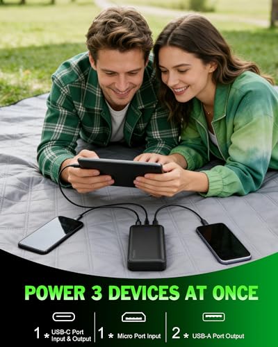 Miady 2-Pack Portable Charger PD 22.5W Power Bank 20000mAh Battery Pack | 74Wh丨Fast Charging丨3 Outputs 2 Inputs丨High Capacity丨Compatible with iPhone 17 iPad Android etc丨for Travel Camping丨Black+White - color: White+Black