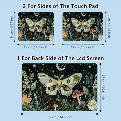 Universal Laptop Skin Sticker with 2 Wrist Pad Skins, Waterproof Scratch Resistant Vinyl Laptop Cover Decal, Cut to Fit for 11–15.6 Inch MacBook HP Dell Lenovo, Moth Butterfly Moon - color: Moth Butterfly Moon