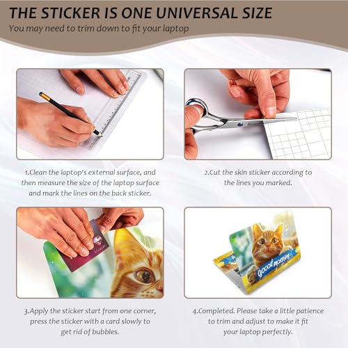Laptop Skin 12.1-15.6 inch Removable Universal Reusable Laptop Sticker Decal,Waterproof No Residue Vinyl Cover,Scratch-Resistant Cuttable Full Wrap Sticker for Notebook, Kawaii Orange Cat - color: Kawaii Orange Cat