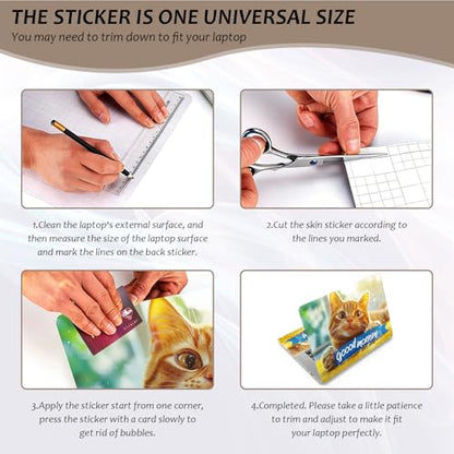 Laptop Skin 12.1-15.6 inch Removable Universal Reusable Laptop Sticker Decal,Waterproof No Residue Vinyl Cover,Scratch-Resistant Cuttable Full Wrap Sticker for Notebook, Kawaii Orange Cat - color: Kawaii Orange Cat