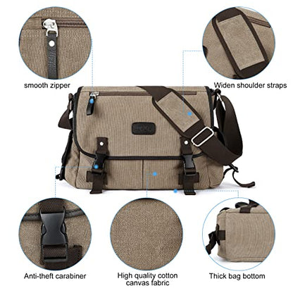 Messenger Bag Men,Waterproof Crossbody Bag,Satchel Shoulder Bag | Waterproof - color: A1-khakai-large
