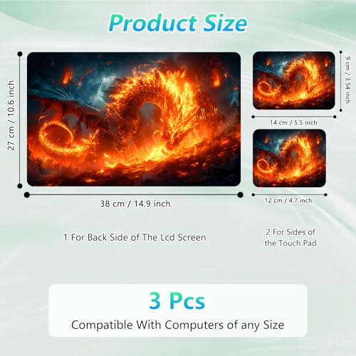 Laptop Skin Sticker Decal 12"-15.6" Universal Laptop/Notebook/Netbook Vinyl - Waterproof Scratch Resistant,Fits HP Dell Lenovo MacBook,2 Free Wrist Pads,Easy Apply & Remove,Fire Dragon Castle - color: Fire Dragon Castle