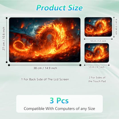 Laptop Skin Sticker Decal 12"-15.6" Universal Laptop/Notebook/Netbook Vinyl - Waterproof Scratch Resistant,Fits HP Dell Lenovo MacBook,2 Free Wrist Pads,Easy Apply & Remove,Fire Dragon Castle - color: Fire Dragon Castle