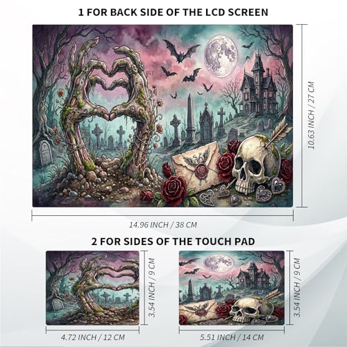 Universal Laptop Skin, DIY Cut-to-Fit Vinyl Cover Compatible with HP, Dell, Lenovo, Mac (13.3" to 15.6"), Anti-Scratch, No Residue & Bubble-Free Protective Decal Sticker, Gothic Zombie Heart - color: Gothic Zombie Heart