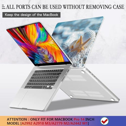 CISSOOK Case for MacBook Pro 14 inch M5 M4 M3 M2 M1 2026-2021 | A3434 A3427 A3426 A3112 A3185 A3401 A2918 A2992 A2779 A2442, 5in1 Set Ultra-Thin Hard Shell Case Keyboard Cover, Beach&Shell - color: 14inch-Beach&Shell