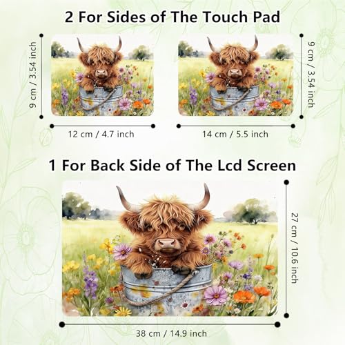 Laptop Skin Sticker Decal, Universal Reusable Vinyl Laptop Cover for 12" 13" 13.3" 14" 15" 15.4" 15.6" Notebook PC, Reusable Waterproof Scratch-Resistant with 2 Wrist Pads,Cute Highland Cow - color: Cute Highland Cow