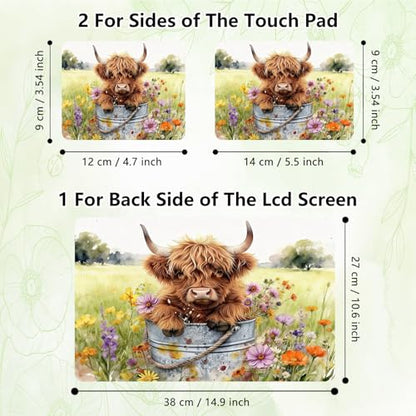 Laptop Skin Sticker Decal, Universal Reusable Vinyl Laptop Cover for 12" 13" 13.3" 14" 15" 15.4" 15.6" Notebook PC, Reusable Waterproof Scratch-Resistant with 2 Wrist Pads,Cute Highland Cow - color: Cute Highland Cow