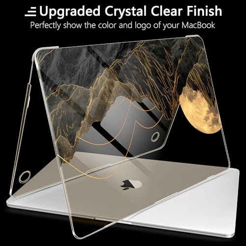 MEEgoodo for M2 MacBook Pro 13 inch Case 2022 2021 2020,Crystal Cover Fit Model A2338 M2/M1 A2251 A2289,Flexible Plastic Case for 13.3-inch Laptop,Hard Shell for MacBook Pro M2,Glowing Lines Full Moon - color: Glowing Lines Full Moon