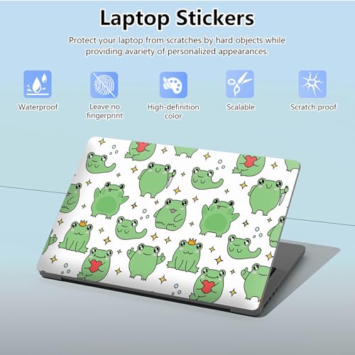 Universal Laptop Skin Sticker with 2 Wrist Pad Skins, Waterproof Scratch Resistant Vinyl Laptop Cover Decal, Cut to Fit for 11–15.6 Inch MacBook HP Dell Lenovo, Frog Heart - color: Frog Heart