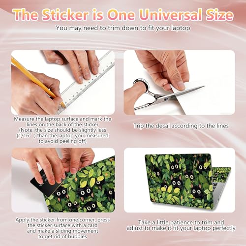 Laptop Skin Sticker Decal 12" 13" 13.3" 14" 15" 15.6",Waterproof Scratch Resistant Vinyl,Reusable Easy to Apply,for MacBook HP Dell Notebooks Netbooks Laptop,2 Wrist Pads,Cat Plant - color: Cat Plant