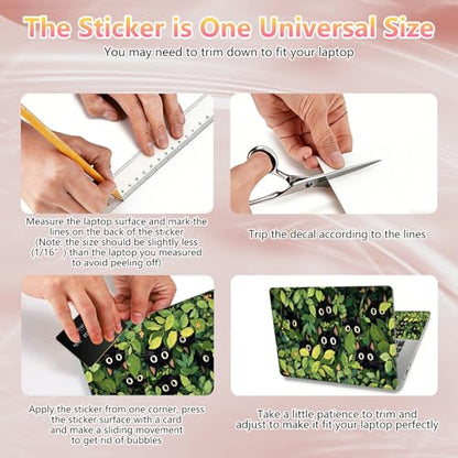 Laptop Skin Sticker Decal 12" 13" 13.3" 14" 15" 15.6",Waterproof Scratch Resistant Vinyl,Reusable Easy to Apply,for MacBook HP Dell Notebooks Netbooks Laptop,2 Wrist Pads,Cat Plant - color: Cat Plant