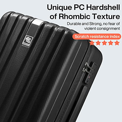 Hanke Luggage Sets 2 piece Carry On Luggage with Wheels PC Hard Shell Suitcases Lightweight Checked Travel Luggage Large Travel Suitcase Woman Men 20/29 Inch(Jet Black) - color: Jet Black, size: 2 Piece Set（20/29）