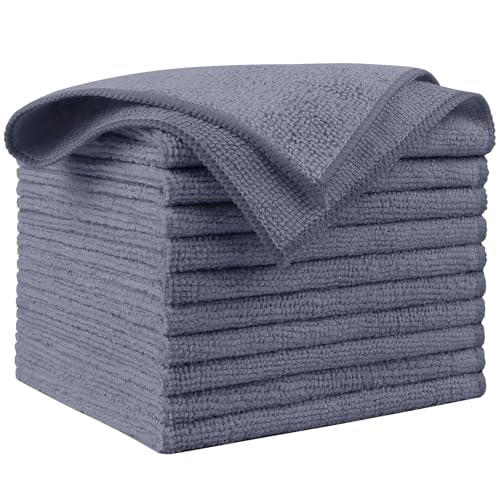 AIDEA Microfiber Cleaning Cloth Grey 10PK, Microfiber Towels 12"×12" | Premium Car Towels,Dusting Cloth Cleaning Rags,Cleaning Towels for SUVs, House, Kitchen, Window, Workshops, Cleaning Supplies - color: Grey, size: 10PK
