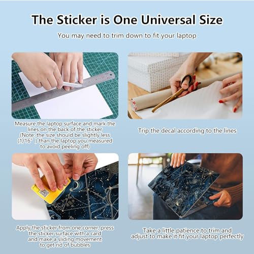 Universal Laptop Skin Sticker with 2 Wrist Pad Skins, Waterproof Scratch Resistant Vinyl Laptop Cover Decal, Cut to Fit for 11–15.6 Inch MacBook HP Dell Lenovo, Cosmic Constellation - color: Cosmic Constellation