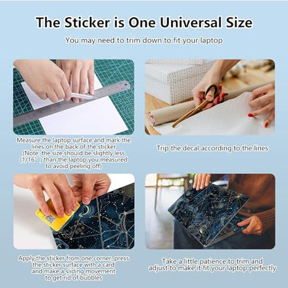 Universal Laptop Skin Sticker with 2 Wrist Pad Skins, Waterproof Scratch Resistant Vinyl Laptop Cover Decal, Cut to Fit for 11–15.6 Inch MacBook HP Dell Lenovo, Cosmic Constellation - color: Cosmic Constellation