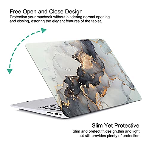 Compatible with MacBook Air 13 inch Case 2021 2021 2020 2019 2018 Release M1 A2337 A2179 A1932, Protective Plastic Hard Shell Case & Keyboard Cover, Has Logo Cutout, Blue Gold Marble - color: 01 Blue Gold