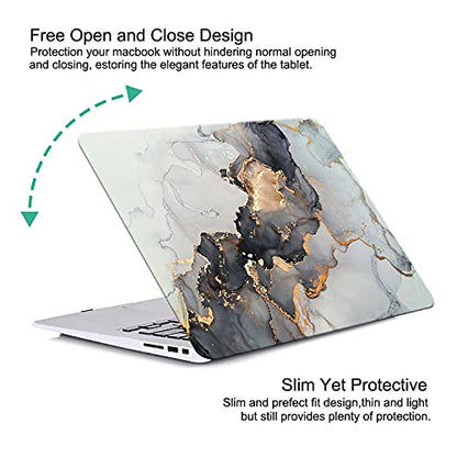 Compatible with MacBook Air 13 inch Case 2021 2021 2020 2019 2018 Release M1 A2337 A2179 A1932, Protective Plastic Hard Shell Case & Keyboard Cover, Has Logo Cutout, Blue Gold Marble - color: 01 Blue Gold