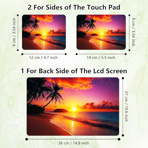 Laptop Skin Sticker Decal, Universal Reusable Vinyl Laptop Cover for 12" 13" 13.3" 14" 15" 15.4" 15.6" Notebook PC, Waterproof Scratch-Resistant with 2 Wrist Pads, Easy to Apply & Remove,Beach Sun - color: Beach Sun