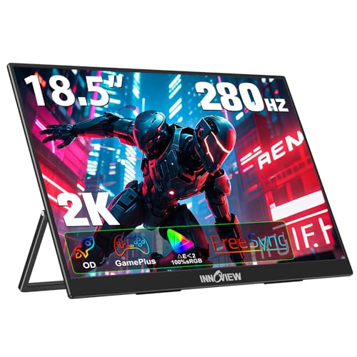 InnoView 18.5 Inch 280Hz Portable Gaming Monitor,2K QHD 100% sRGB Portable Monitor Gameplus HDR FreeSync Laptop Monitors,Portable Screen for PC Phone Game Console - size: 18.5"