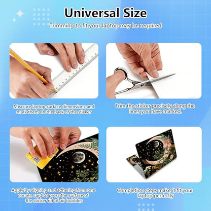 Universal Laptop Skin Sticker Decal for 11.6”12" 13" 13.3" 14" 15" 15.4" 15.6" Reusable Waterproof Scratch-Scratch Resistant Protective Vinyl Laptop Notebook Skin Stickers - Moon Floral Flower - color: Moon Floral Flower
