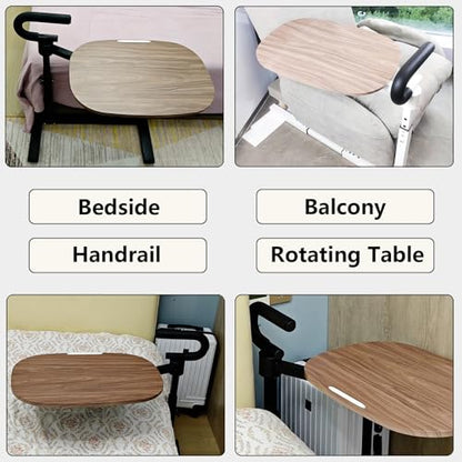 Auxiliary Standing Tray Table, Black Roller Sliding 360° Sofa Rotating and Height Adjustable Rotating TV and Laptop Table, Ergonomic Auxiliary Safety Standing Handle, aid Independent Living - color: Black, size: Armrest Bed 360° Table