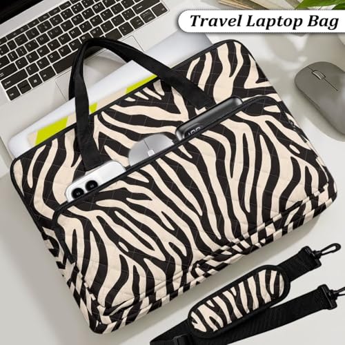 Laptop Sleeve, Laptop Cover with Adjustable Strap Computer Bag Tablet Notebook Sleeves Handbag Messenger Briefcase - color: Zebra Stripe