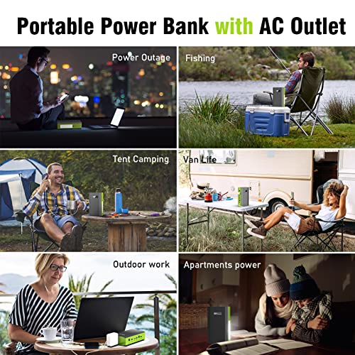 300W Solar Powered Power Bank Generator with 60W Panel, Portable Solar Power Station with DC AC Outlet 110V for Laptop Smart Devices RV Outdoor Camping